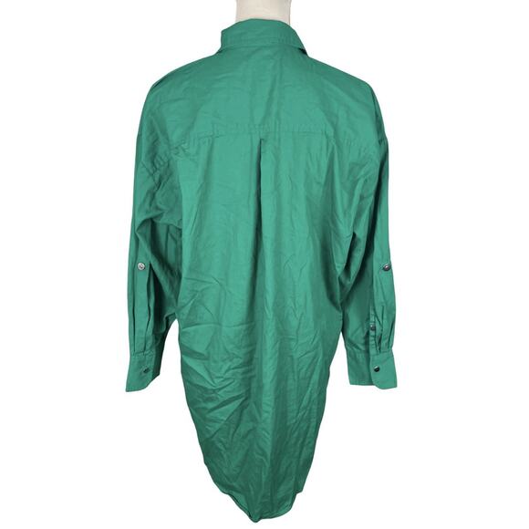 Anthropologie Maeve The Bennet Button Down Shirt Green Magnetic Buttons Sz Small - Picture 6 of 11